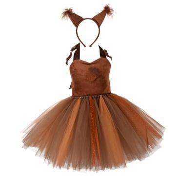 Imagem de predolo Vestido de Tule Infantil com Estampa de Esquilo, Respirável, Ideal para Ocasiões Especiais, com Faixa de Cabelo, Size L