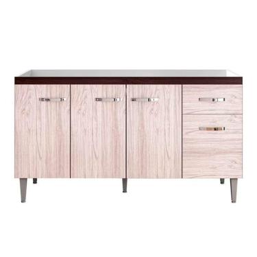 Imagem de Balcão Cozinha Gabriela 3 Porta 150cm S-t Ajl Castanho Avelã