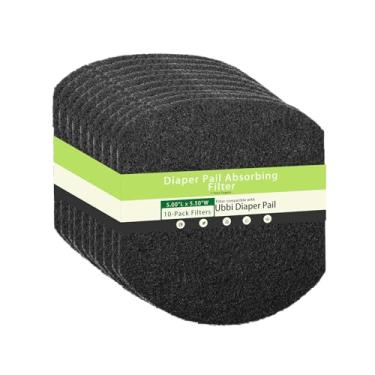 Imagem de Pacote com 10 filtros de carvão ativado para balde de fraldas Ubbi, eliminador de odores de filtro de coco, filtro de carbono absorvente de odor compatível com balde de fraldas Ubbi, mantém o ar limpo