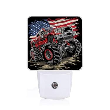 Imagem de Luz noturna Monster Truck, luzes noturnas engraçadas com sensor do crepúsculo ao amanhecer para quarto, banheiro e sala de estar, lâmpada amigável para dormir, 0,5 W