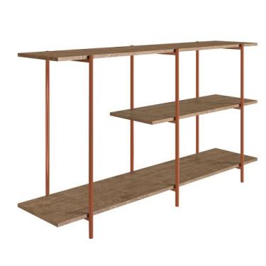 Imagem de Aparador Tube com 3 Prateleiras Vermont e Cobre Pés Metálico Industria