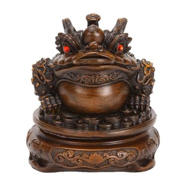Imagem de BRABUD Estátua Feng Shui Dinheiro Sapo Três Pernas, Estatueta de Resina Atrai Riqueza Lucky Thriving Business, Decoração para Caixa Registradora, Mesa de Escritório, Aquecimento de Casa, Presente de