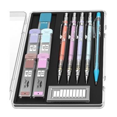 Imagem de Mr. Pen - Conjunto de lapiseiras pastel com refil de grafite e borracha, barril transparente, 5 tamanhos, 0,3, 0,5, 0,7, 0,9, 2 mm, lapiseiras pastel, lindo conjunto de lapiseiras estéticas