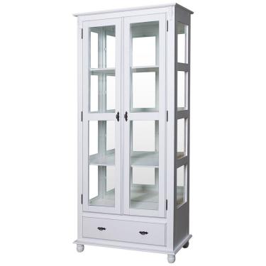 Imagem de Cristaleira Lateral Com Espelhos 2 Portas Vidro, 1 Gaveta e 3 Prateleiras 303e Branca