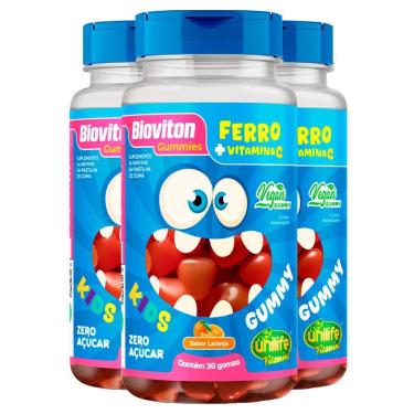 Imagem de Kit 3 Gummy Kids Ferro + C Unilife 30 Gomas Laranja