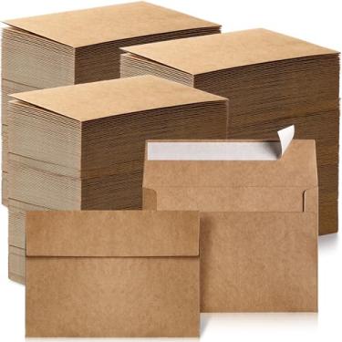 Imagem de Fainne Pacote com 1200 envelopes marrons a granel, envelopes kraft para convite, vale-presente de 120 GSM para escritório, presente, festa, chá de bebê, casamento (A4,10 x 15,9 cm)