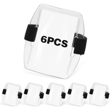 Imagem de DOPENSPI Suporte de crachá de braço de 6 peças, à prova d'água, com alça elástica refletiva ajustável, porta-crachás, cruzeiro, para funcionários esportivos, escritório, tamanho universal (preto)