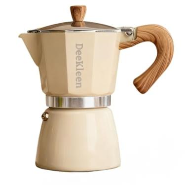 Imagem de DeeKleen Cafeteira Moka de alumínio, cafeteira de moka, cafeteira italiana, cafeteira cubana, cafeteira Greca (marfim, 6 xícaras 300 ml)