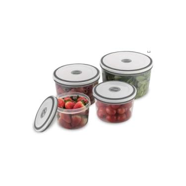 Imagem de Kit 4 Potes Herméticos de Plástico, Transparente com Tampa Branca, Dispenser Organizador para Cozinha, Conjunto com Mini Dispenser, Açucareiro, Porta Grãos e Multi Dispenser