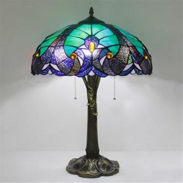 Imagem de Luminária de mesa retrô americana LED de luxo e criativa para sala de estar, escritório, quarto, cabeceira, estilo villa/hotel, com vidro colorido (Estilo 12)
