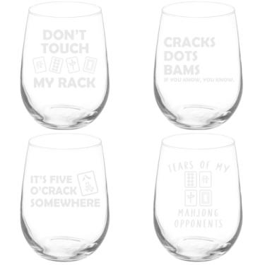 Imagem de MIP Conjunto de 4 taças de vinho presente coleção Mahjong engraçada (sem haste de 500 ml)