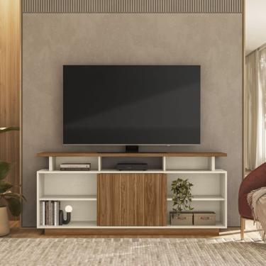 Imagem de Rack Bancada Para Tv Até 65" Salvador 160cm Pérola Metaliz/amêndoa- Mabe Magazine