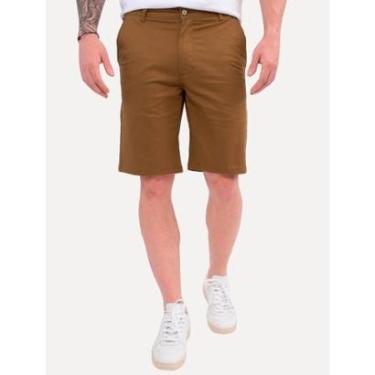 Imagem de Bermuda King & Joe Sarja Masculina Slim Brown Tag Marrom-Masculino