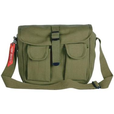Imagem de Bolsa de ombro militar verde verde-oliva com munição tática, mini bolsa de ombro com alça