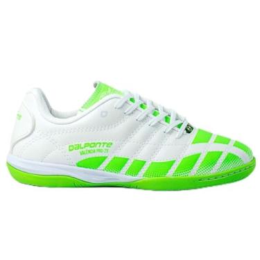 Imagem de Chuteira Tênis Futsal Dalponte Valencia Futebol de Salão Indoor Quadra Antiderrapante Profissional (Branco-verde, BR, Adulto, Numérico, 40)