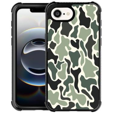 Imagem de OKBUOK Capa para iPhone 16E, capa protetora à prova de choque com padrão fino camuflagem verde