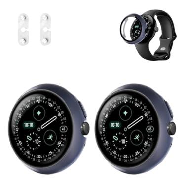 Imagem de Capa de 2 peças para Google Pixel Watch 4 de 45 mm com protetor de tela – Protetor de relógio rígido de PC com assistente de carregamento, carregamento compatível com capa, à prova de choque