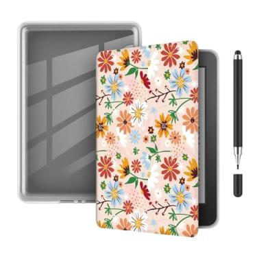 Imagem de Akacy Capa transparente e macia com padrão pintado para Kindle paperwhite de 6,8 polegadas 11 geração (modelos 2021, modelos M2L3EK). Capa traseira de borracha TPU de silicone flexível e fina, cantos