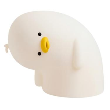 Imagem de Luminária Infantil Patinho LED, Silicone Branco, Portátil, Luz de Mesa com Controle Touch, Bateria Recarregável, Design Moderno, 30cm Altura