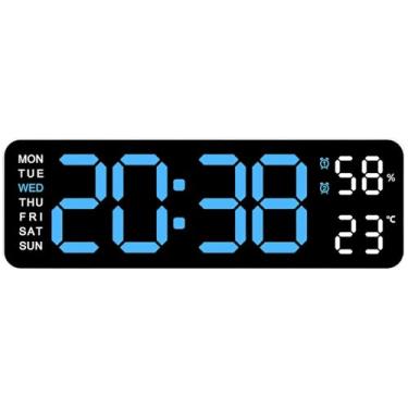 Imagem de Relógio LED grande de 23 cm com tela de alta definição, USB alimentado, recurso de alarme duplo, moldura de plástico, montagem na parede, adequado para escritório ou casa
