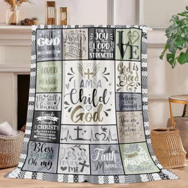 Imagem de Presentes cristãos para mulheres - Cobertor cristão I Am A Child of God (127 x 152 cm) - Presente de oração e batismo baseado na fé para mulheres, esposa, irmã - Cobertor macio e inspirador (amarelo)