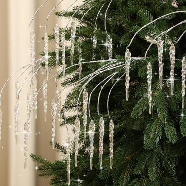 Imagem de Seenelling 4 peças, 8 peças, palitos de gelo de Natal de 19,7 cm, decorativos para árvore de Natal, palitos de cristal, galhos de gelo, ornamentos para guirlanda de casamento de Natal, festa de férias