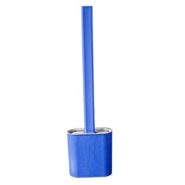 Imagem de Escova Sanitária com Suporte, Azul, Kit de Limpeza para Banheiro, Base Plástica, Cerdas Resistentes
