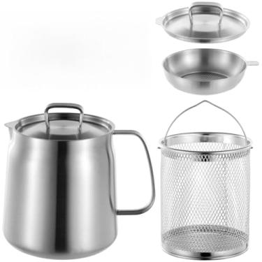 Imagem de Pote de filtro de óleo de aço inoxidável de 1,927 g, conjunto de fritadeira e filtro multiuso para uso na cozinha