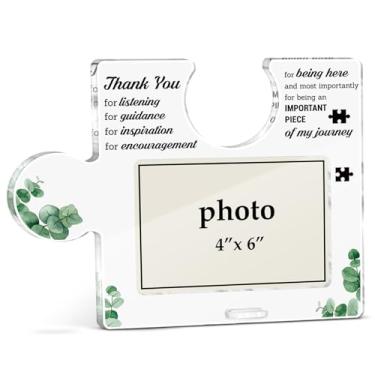Imagem de XFFJGVR Porta-retrato de agradecimento, presentes de agradecimento para professores, colegas de trabalho, chefe, senhora, supervisor, mentor, peça de quebra-cabeça de acrílico, porta-retrato para mesa