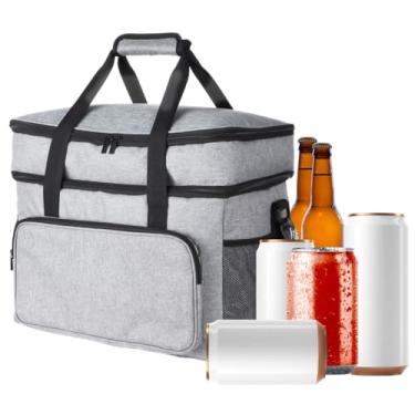 Imagem de Bolsa térmica portátil grande para viagem, praia, piquenique, acampamento, impermeável, à prova de vazamento, bolsa térmica, bolsa térmica de dois andares