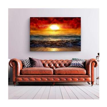Imagem de Quadro Paisagens e Natureza Beautiful Sunset C- Moldura Prata e Vidro Tamanho 100 X 70cm