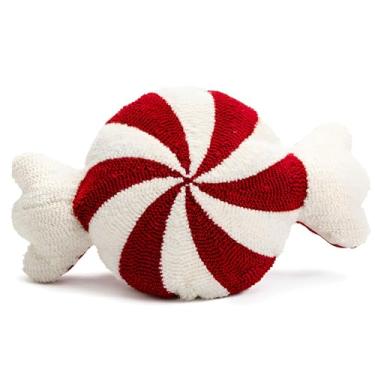Imagem de Red and White Swirl Peppermint Pillow, 16 Inch Round Cushion for Car, Sofa, Living Room; Holiday Home Decor