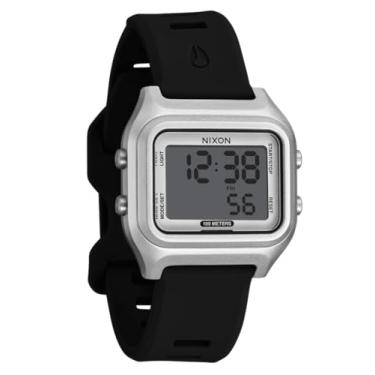 Imagem de NIXON Ripper A1399-100 m Relógio esportivo digital masculino resistente à água (face de 36,5 mm, pulseira de silicone de 20 mm) - Feito com plástico oceânico reciclado, Prata/preto