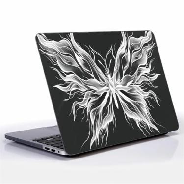 Imagem de FKBRCL4U Capa para MacBook Pro de 13 polegadas, capa preta borboleta feita de linhas padrão 2013-2015 versão Mac Pro Retina 13 A1425/A1502 capa rígida de plástico preta para computador