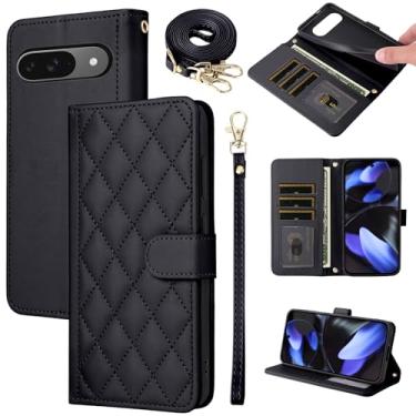Imagem de Furiet Argyle Capa carteira para Google Pixel 9/9 Pro/10/10 Pro 5G com alça de pulso/ombro, compartimentos para cartões, capa de telefone com suporte de couro PU para Pixel9 9Pro/Pixel10 10Pro Nine