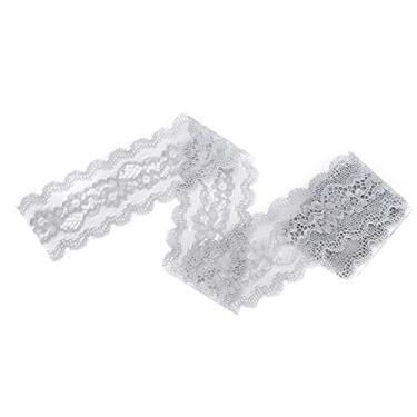 Imagem de Fita de renda com padrão floral, material de nylon macio para a pele, fita decorativa para costura de roupas, decoração de casa, 10 jardas, 5,5 cm de largura, cinza