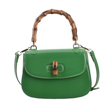 Imagem de Bolsa feminina pequena tiracolo feminina com fivela dourada bolsa de couro com design moderno, Verde, Bolsas femininas