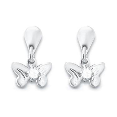 Imagem de Brinco Borboleta e Zircônia Banhado a Prata Semijoia-Unissex