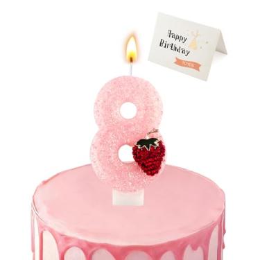 Imagem de Vela de aniversário rosa morango (número 8)