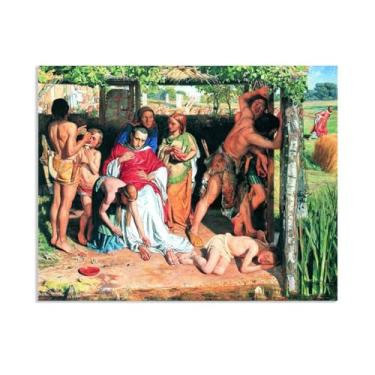 Imagem de William Holman Hunt Wall Art A Converted British Family Sheltering Poster Famous Paintings William Holman Hunt Wall Decor Prints Picture for Living Room Room Office65x50cm (66.0x48.3 cm) Sem moldura