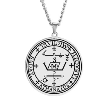 Imagem de Novo 2025 Arcanjo Michael Gabriel Uriel Samael Selo Amuleto Sigilo de Aço Inoxidável Angélico Colar Pingente Preto Decoração Joias Comemorativas com Você Acessórios Modernos Melhor Presente