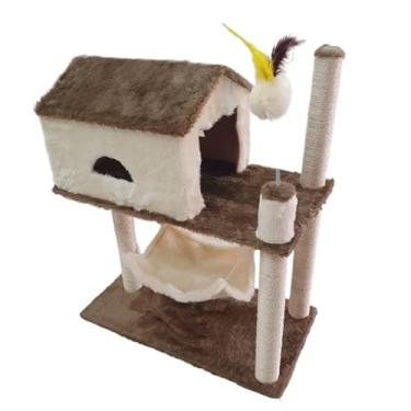 Imagem de Arranhador Para Gatos Casa E Playground Com TúNel, Rede, Torre, Poste Sisal, Cama E Brinquedo(Creme)