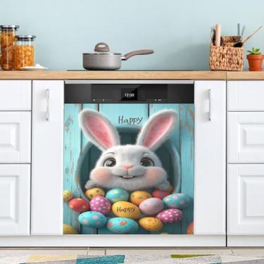 Imagem de ATTX Capa de ímã de lava-louças de coelhinho fofo da Páscoa, 58,4 cm C x 66 cm A, decoração da capa da máquina de lavar louça, decalques de armário doméstico e eletrodomésticos adesivos #37