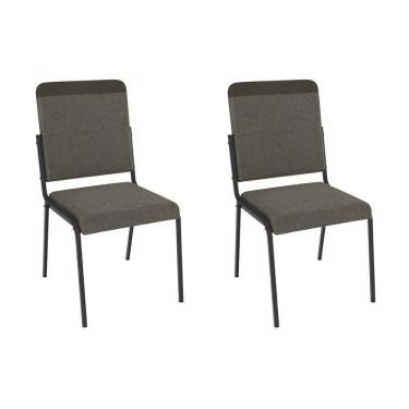 Imagem de Cadeira Sala De Jantar Genebra 2c129prf Aço Kit 2 Un Preto/linho Compose Escuro - Kappesberg