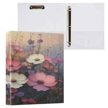 Imagem de ATTX Pasta com 3 anéis de paisagens florais, 3 cm para papel tamanho carta, 21,6 cm x 28 cm, fichários com três argolas com prancheta para material de escritório #47