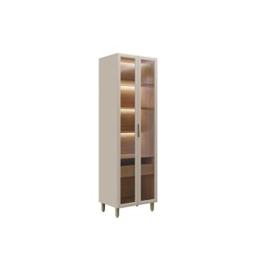 Imagem de Cristaleira Sala Jantar Allure C- 2 Portas 1 Gaveta E C- Led 70cm Jequitiba-gris Fosco...