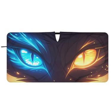 Imagem de ATTX Para-brisa de carro Dragon Eyes - 149.9 cmx76.2 cm Universal Sun Shield Visor | Acessórios automáticos refletores de calor para proteção de para-brisa frontal #500