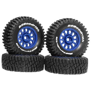 Imagem de simhoa Conjunto de 4 pneus para caminhão RC, acessórios resistentes para projetos DIY, peças de reposição profissionais para modelismo em escala 1/14 e 1/16, Azul