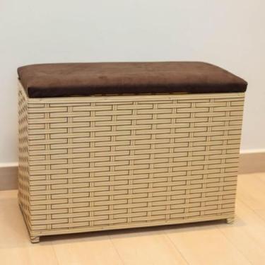 Imagem de Puff Baú Organizador 80 L Fibra Sintética com Assento Suede – Multiuso para Sala Quarto e Ambiente Decorativo (CAPPUCCINO/MARROM)