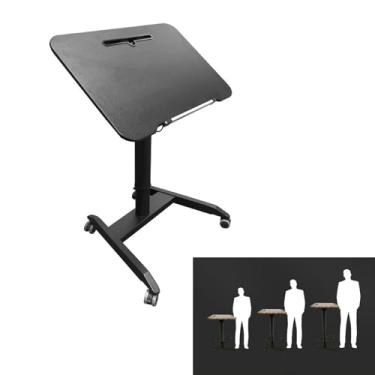 Imagem de Mesa de pé ajustável com altura sobre rodas, mesa lateral ajustável para sofá, suporte de computador, carrinho de rodinhas de mesa, suporte para laptop, escritório, dobrável e portátil